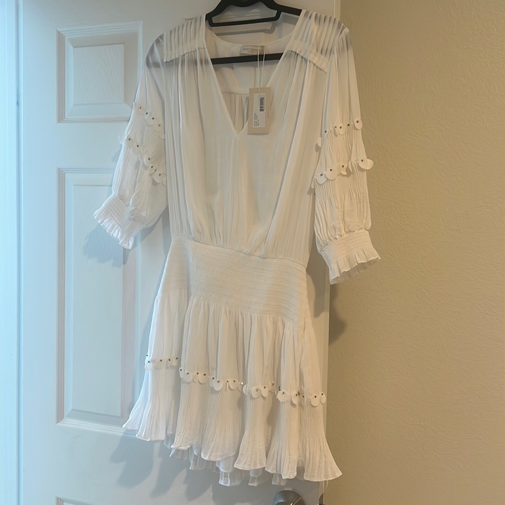 Ramy Brook Angelica Embellished Blouson Minidres White/Cream